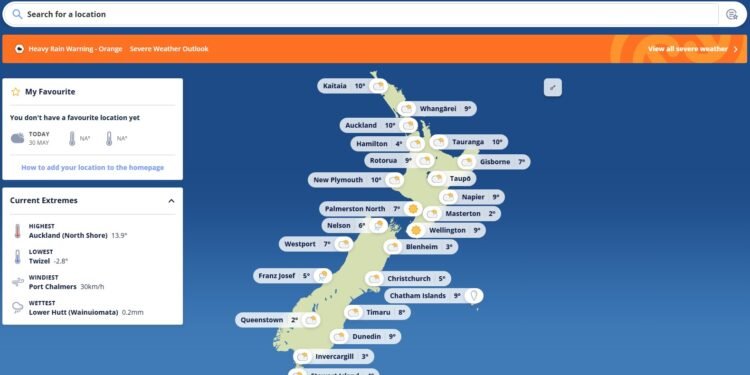 MetService Issues Major 44-Hour Rain Warning for South Island Ahead of Long Weekend