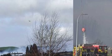Fire Near Taupō Escalates as Strong Winds Threaten Building and Close Roads