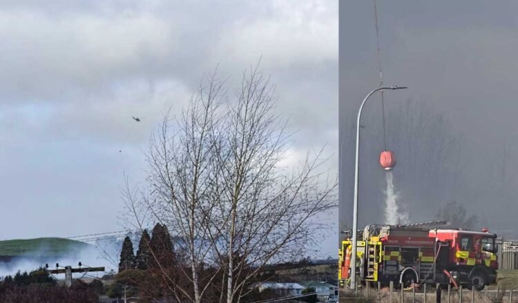 Fire Near Taupō Escalates as Strong Winds Threaten Building and Close Roads
